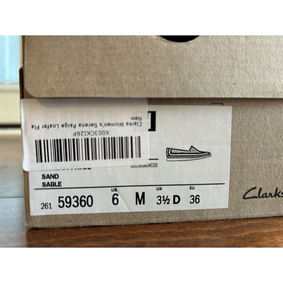 Clarks Womens 6 M Serena Paige Espadrille Slip-on Loafers Sand Striped NEW - Picture 5 of 9